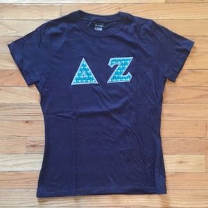 Delta Zeta Sorority Stitched Letter Shirt SC Flag